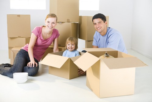 Packed boxes ready for house removals in Colindale