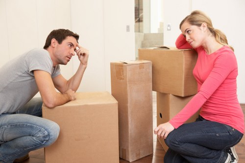 Packed boxes and furniture prepared for van removal in Colindale
