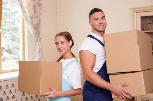 Packed boxes and household items prepared for van transport